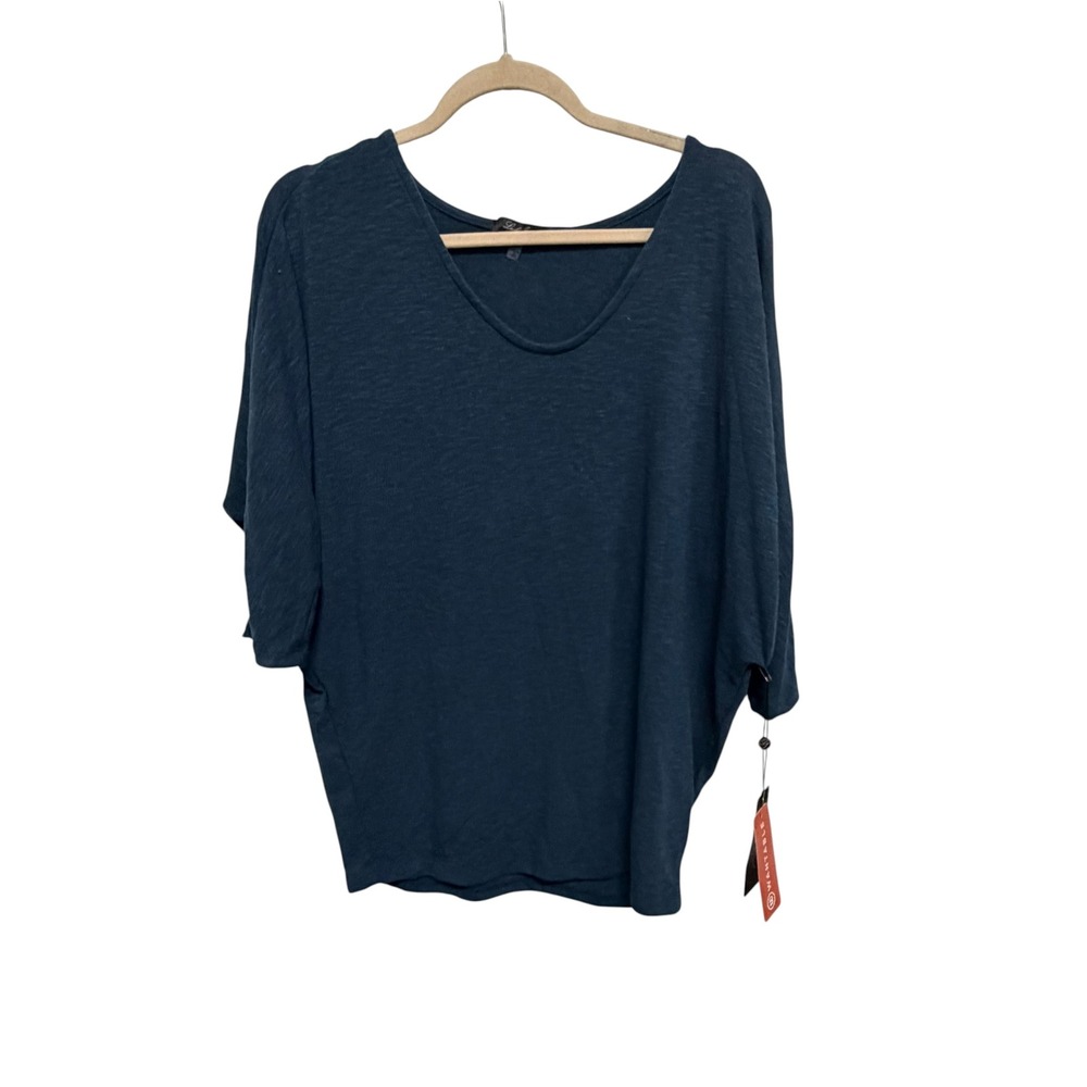 Laila Jayde NWT Blue Dolman Sleeve Scoop Neck Top Size Medium Made in USA